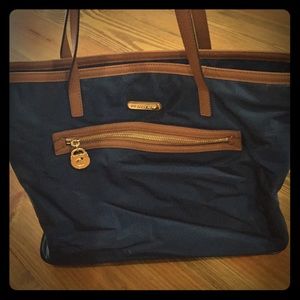 Authentic MK Vinyl/Leather Navy Tote